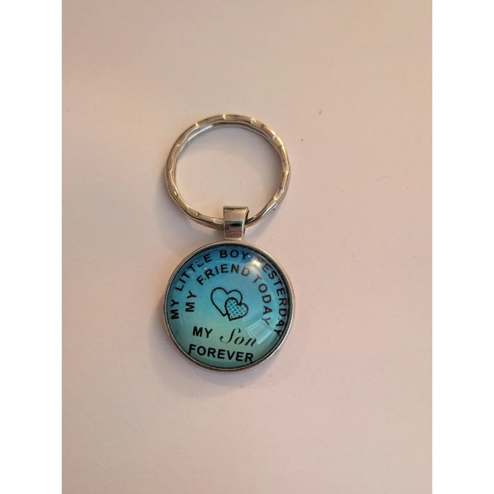 My Little Boy My Friend Today My Son Forever Keychain Silver Tone‎ Blue Heart